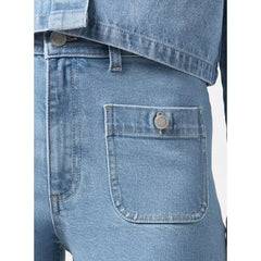 MAX FASHION Plain Flare Leg Jeans-Blue