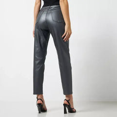 MAX FASHION Plain Stretch Pants-Gray