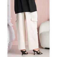 MAX FASHION Plain Cargo Maternity Pants-Cream