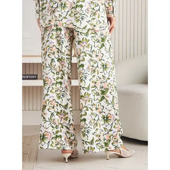 MAX FASHION All-Over Floral Print Wide Leg Pants-Green