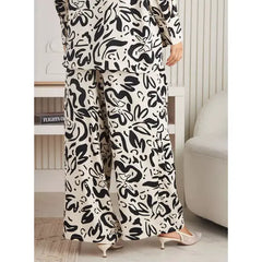 MAX FASHION All-Over Print Wide Leg Pants-Cream
