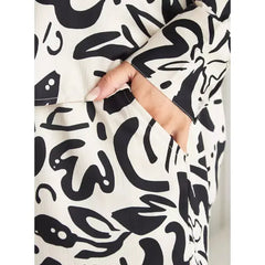MAX FASHION All-Over Print Wide Leg Pants-Cream