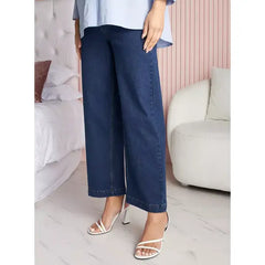 MAX FASHION Wide Leg Maternity Jeans-Blue