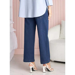 MAX FASHION Wide Leg Maternity Jeans-Blue