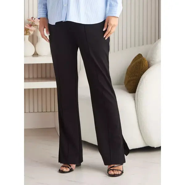 MAX FASHION Wide Leg Maternity Ponte Pants-Black
