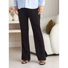 MAX FASHION Wide Leg Maternity Ponte Pants-Black