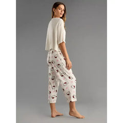 MAX FASHION Hello Kitty Print Pyjama Set-White
