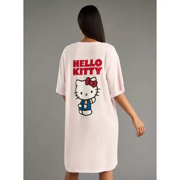 MAX FASHION Hello Kitty Print Sleepshirt-Pink