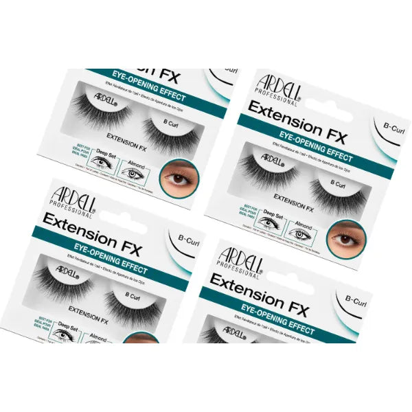 Ardell Lash Extension FX L Curl Lashes – Lift & Define Eyelashes, Natural Lashes for Hooded Eyes, Reusable Eye Lash, 4 Pack