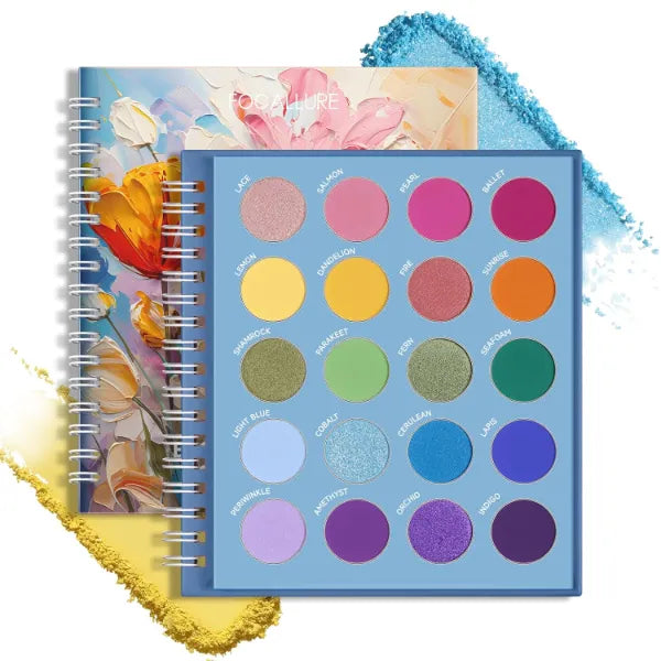 FOCALLURE BLOOMING FLOWERS SERIES Eyeshadow Palette, 20 Colors Eye Shadow Pallete, Highly Pigmented Shimmer & Matte Shades, Blendable, Long Lasting, Cosmetics Gift Kit
