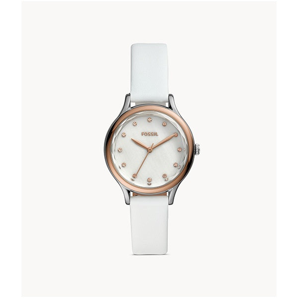 Fossil Laney Women's 34mm Rose Gold Faceted Crystal Mother Pearl Watch BQ3484