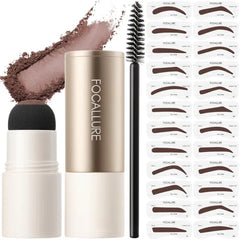FOCALLURE Eyebrow Stamp and Eyebrow Stencil Kit, 24 Reusable Brow Shape, Sweatproof Eyebrow Powder, Long-Lasting, Easy to Use, Filling and Shaping Perfect Eyebrow Makeup