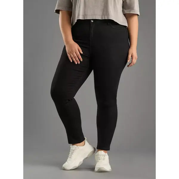 MAX FASHION Plain Skinny Fit Jeans-Black