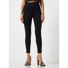 MAX FASHION High-Waist Ankle Length Skinny Fit Jeggings-Black
