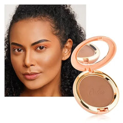 Oulac Shimmer Bronzer Powder Face Makeup with Mirror - Natural SunKissed Bronzer Look,Highly Pigmented Cream Bronzer, Long Lasting Glow, Easy to Blend, Vegan