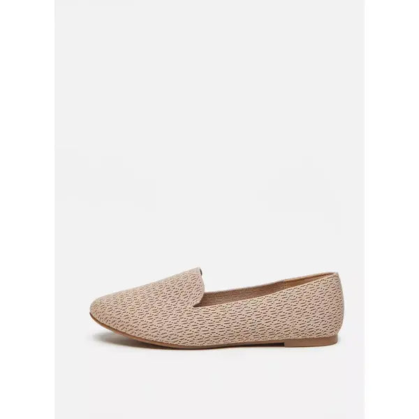 MAX FASHION Textured Slip-On Ballerinas-Beige