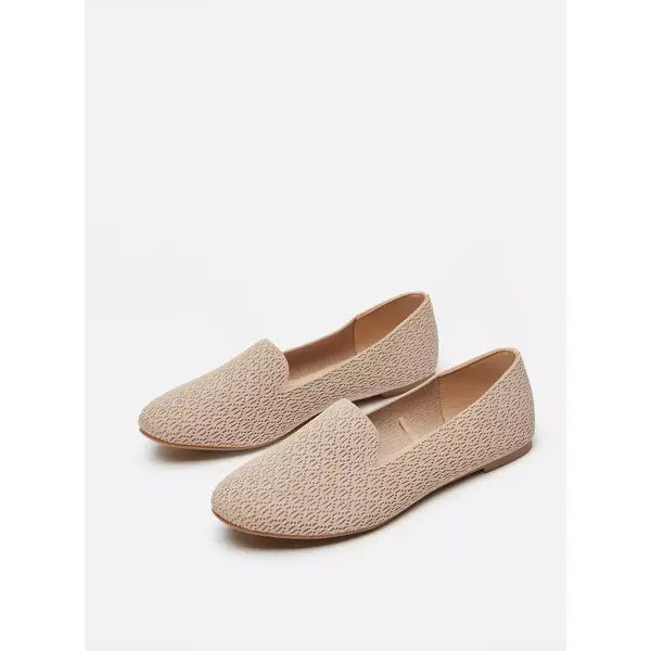 MAX FASHION Textured Slip-On Ballerinas-Beige