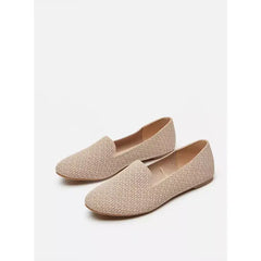 MAX FASHION Textured Slip-On Ballerinas-Beige