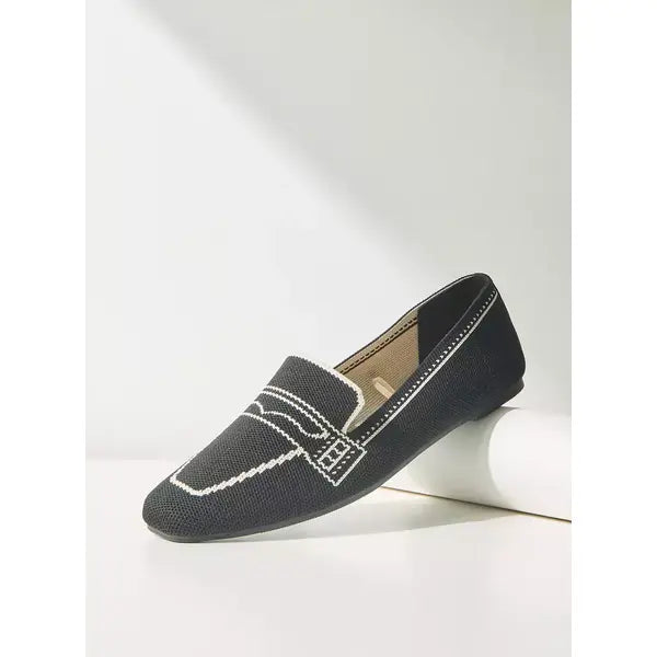 MAX FASHION Textured Slip-On Shoes-Black