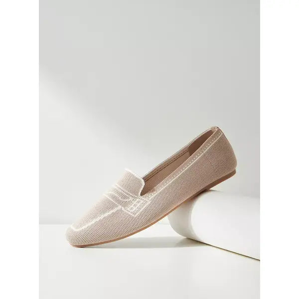 MAX FASHION Textured Slip-On Shoes-cream