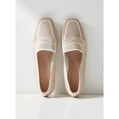 MAX FASHION Textured Slip-On Shoes-cream