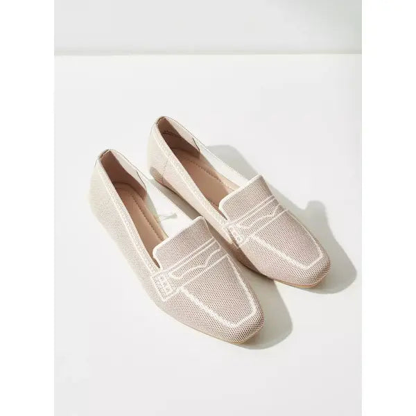 MAX FASHION Textured Slip-On Shoes-cream