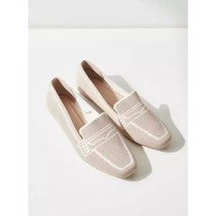 MAX FASHION Textured Slip-On Shoes-cream