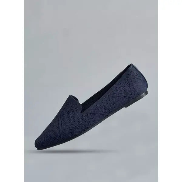 MAX FASHION Textured Slip-On Flat Shoes-Blue