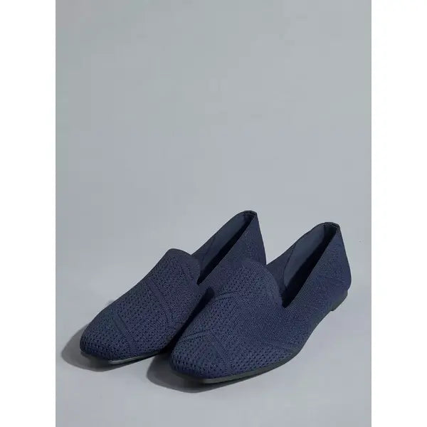 MAX FASHION Textured Slip-On Flat Shoes-Blue