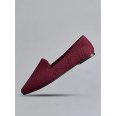 MAX FASHION Textured Slip-On Flat Shoes-Red