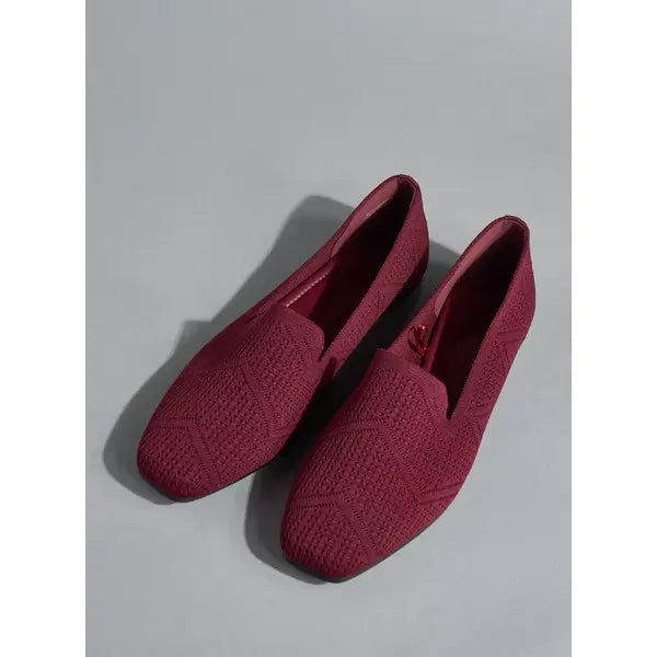 MAX FASHION Textured Slip-On Flat Shoes-Red