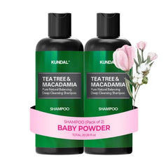 Kundal Tea Tree & Macadamia Deep Cleansing Shampoo - Korean Hair Care, Scalp Care, Tea Tree extract, For All hair Types 10.14fl oz each (Pack of 2) (Jasmine Woody)