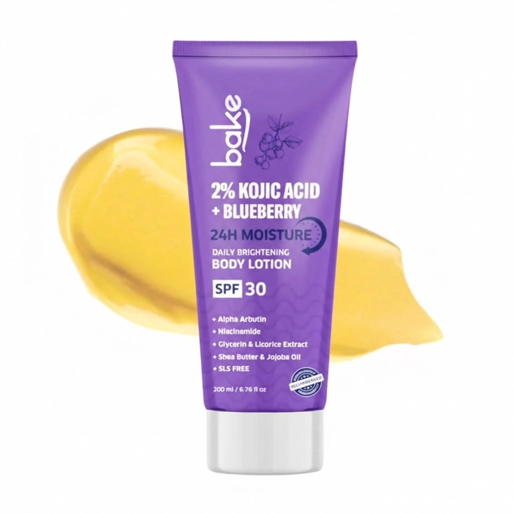 BAKE 2% Kojic Acid Body Lotion with Niacinamide & SPF 30 PA+++ for Pigmentation & Tan Removal | For Dark Spots & Sun Protection | Tanned & Pigmented Skin | For Women & Men | 200ml