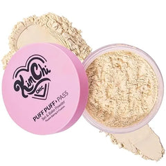 KimChiChic Beauty Puff Puff Pass Set and Bake Setting Powder for Makeup, Extra Fluffy Loose Face Powder Poof, Soft Natural Face Makeup for Uneven Skin Tone