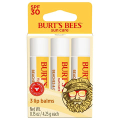 Burt’s Bees SPF 30 Lip Balm Set – Beaches & Cream, Island Getaway & Tropic Like It’s Hot, Water-Resistant, Natural Origin Sun Care, 3 Tubes