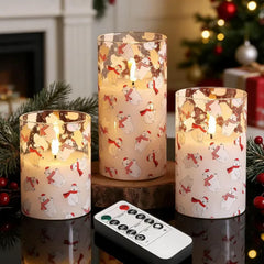Eywamage Smoke Grey Glass Flameless Pillar Candles with Remote, Flickering LED Battery Candles Table Decor Set of 3