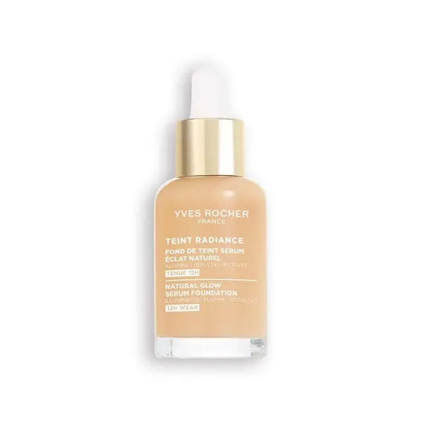 Yves Rocher Radiance Foundation Serum Hyaluronic Acid Lightweight Skin Care Makeup Base Brightening Hydrating, 30 ml/1 fl.oz