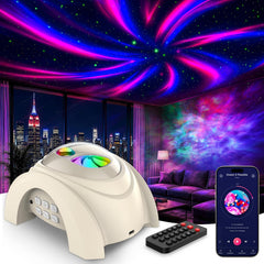 Rossetta Dual Lens Galaxy Star Projector, Aurora Night Light for Bedroom