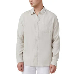COTTON ON Men's Linen Long Sleeve Shirt