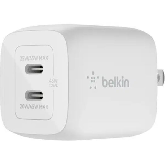 Belkin BoostCharge Pro 45W Dual USB-C Wall Charger (WCH011dqWH) - White