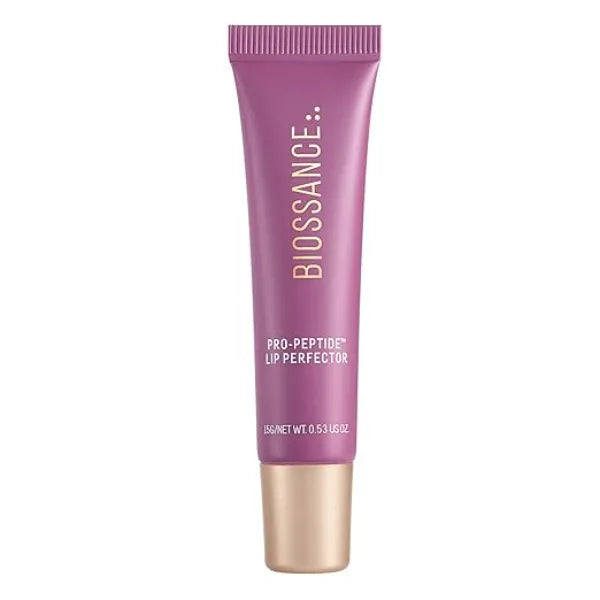 Biossance Pro-Peptide Lip Perfector  Triple Treat Vegan Lip Balm Deeply Hydrating with Pro Peptides & Hyaluronic Acid  Enhances Natural Lip Color  Silky, Glossy Finish