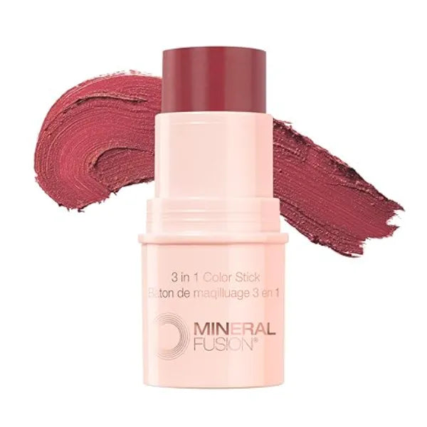 Mineral Fusion 3-in-1 Color Stick, Instant Color Pop and Blush for Cheeks, Creamy Lightweight Formula, Multi-Use Eye, Face, and Lip Makeup