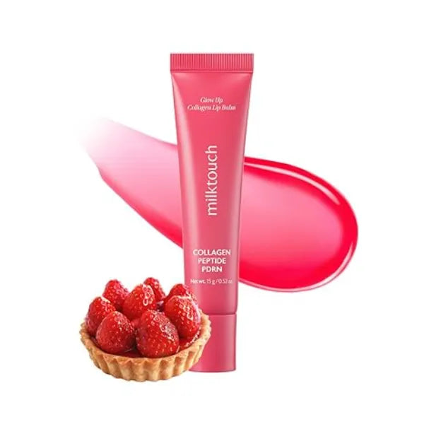 MILKTOUCH Vegan Glow Up Collagen Lip Balm Hydrating Lip Care with Collagen, Peptide, PDRN, Cica & Shea Butter for Dry Lips Repair, Anti Aging, Non Sticky Moisturizer for Fuller Lips