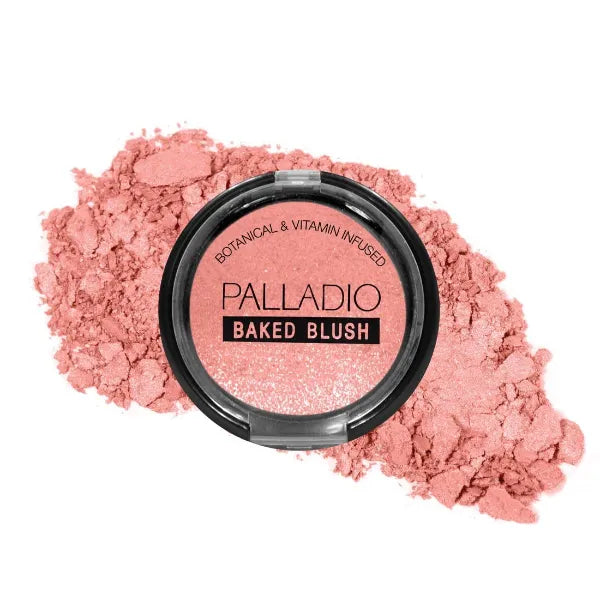 Palladio Baked Blush, Highly Pigmented Shimmery Formula, Easy to Blend and Highly Buildable, Apply Dry for a Natural Glow or Wet for a Dramatic Luminous Look, Long Lasting for All day Wear