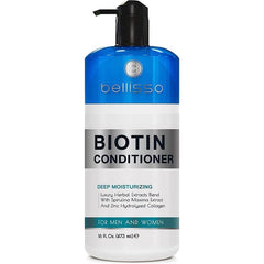 BELLISSO Sulfate & Paraben Free Conditioner with Biotin, Argan, Keratin & Tea Tree Oil – Deep Moisturizing, Anti Frizz & Anti Dandruff Treatment for Dry, Damaged, Color Treated & Curly Hair – For Women & Men