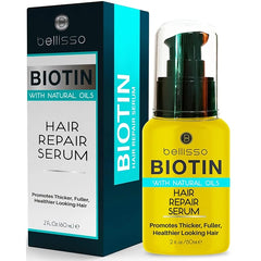 BELLISSO Hair Serum Oil with Biotin, Argan, Keratin & Rosemary – Anti Frizz, Dandruff & Scalp Treatment – Strengthening, Moisturizing & Repair for Dry, Damaged, Thinning Hair – For Men & Women, All Hair Types