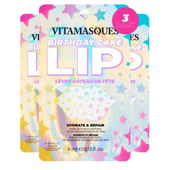 Vitamasques Lip Mask, 3-Pack - Collagen Lip Mask Sheets, Repair for Dry & Chapped Lips - Nourishing & Hydrating - Wild Cherries & Hyaluronic Acid - Vegan & Cruelty-Free Korean Skin Care