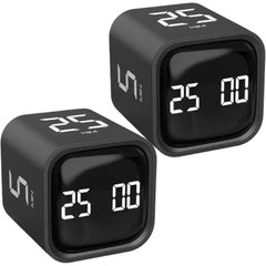 OORAII Rotating Pomodoro Timer Cube – 5/10/25/50 Min Presets, Flip Countdown Timer with Vibration & Volume Modes for Work, Study & Kitchen