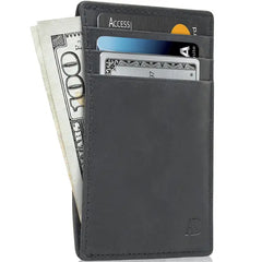 Access Denied RFID Blocking Front Pocket Wallet - Mini Slim Leather Card Holder