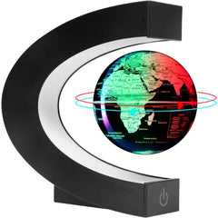 KAIMC Magnetic Levitation Floating Rotating World Globe with LED Frame Lights, C Shape Levitating Globe, Touch Switch Night Light, Cool Tech Gifts for Men Dad Boys Kids, Office Desk Decor and STEM Gift